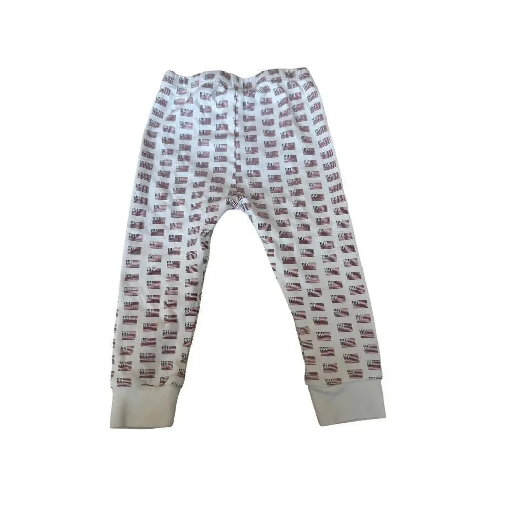 Lila & Hayes Alden Girls White American Flag Pajama Set Size 6-12 M